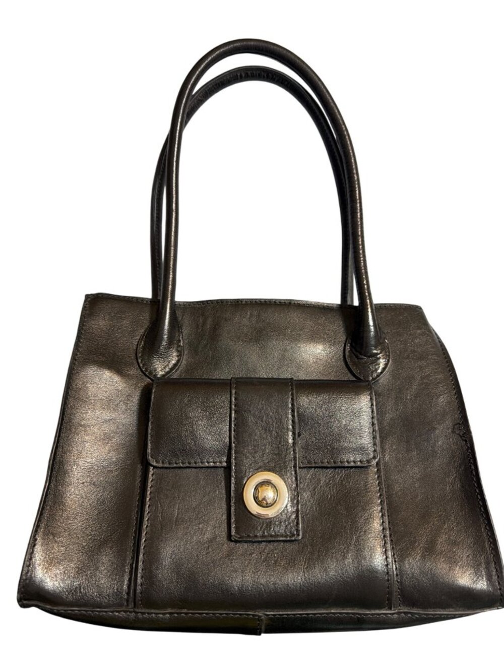 Vintage Wilsons Leather Black Shoulder Bag Magnetic Front Pocket Double Handles